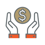 Icon of hands & money symbol