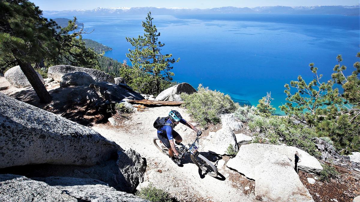 Mountain biking the Flume Trail. Photo credit: Travel Nevada