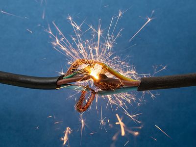 exposed wires sparking