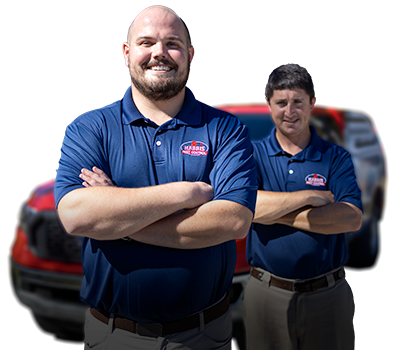 employees in front of truck