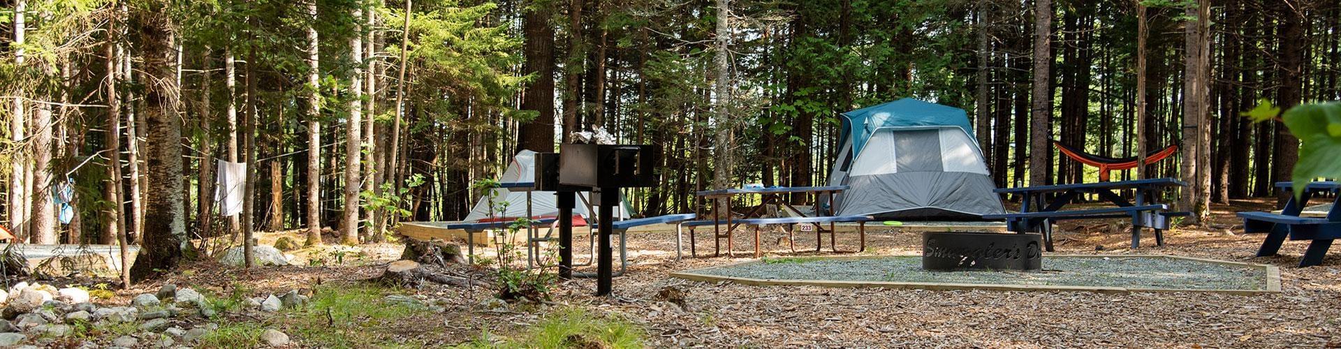 tent camp site at smuggler's den