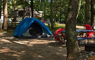 campsite with tent at smuggler's den campground