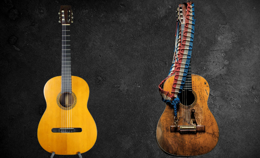 A new Martin N-20 guitar, and "Trigger," the one Willie Nelson has been playing since 1969.