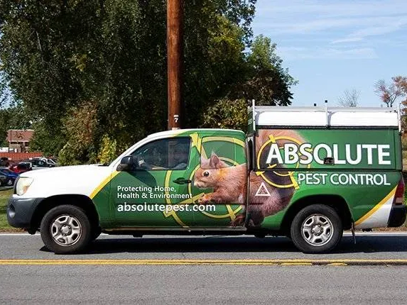 company truck removing chipmunks from premesis