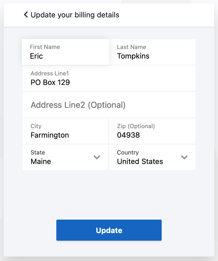 Update billing address