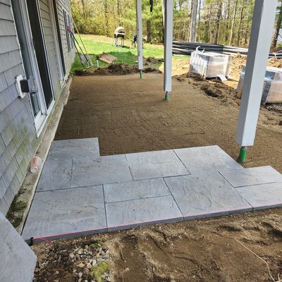 Patio tiles on the ground