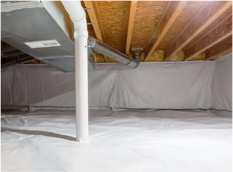moisture control treatments in a crawlspace