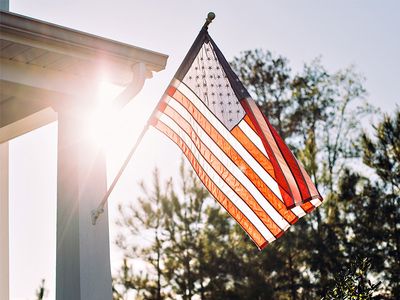 us flag on hampton roads front porch