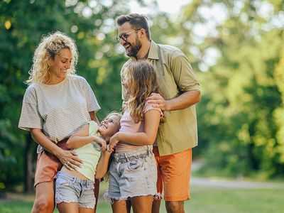 happy family outside