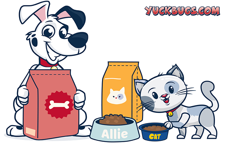 Learn How To Keep Pests Out Of Pet Food With These Simple Tips allie and cat eating food