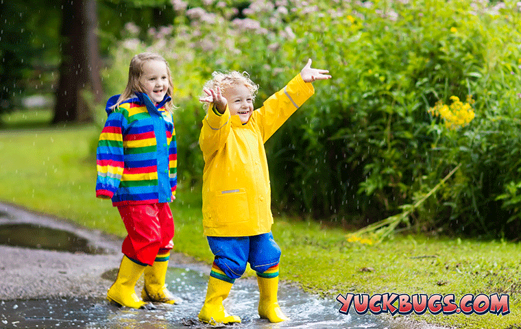 Learn How Heavy Rain Affects Pests In Middle Tennessee kids playing in rain