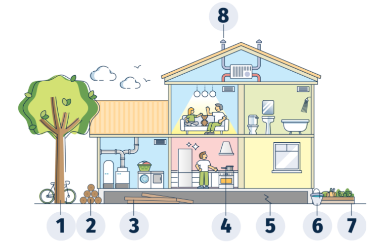 illustration of sectioned home for pest prevention tips in hendersonville