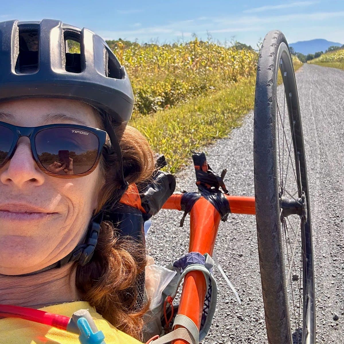 Selfie of Edie on her handcycle