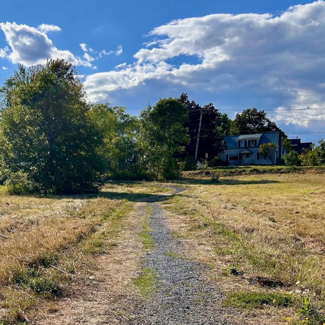 Gravel path through field
