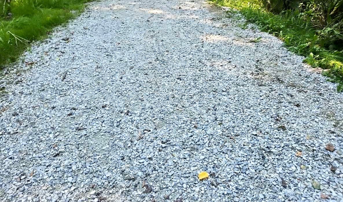 Gravel surface of trail