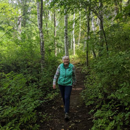 Hiking in the woods