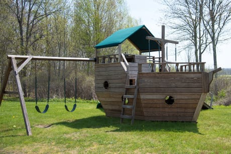 pirate ship playground at Acadia Sunrise Motel