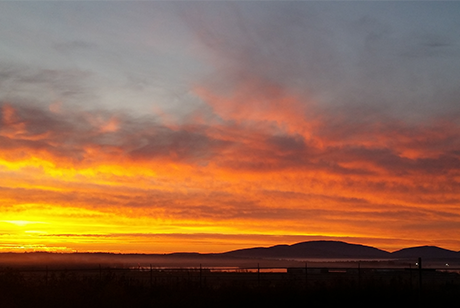 sunset with mountain views