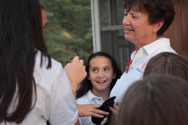 Jane Lichtman, surrounded by campers