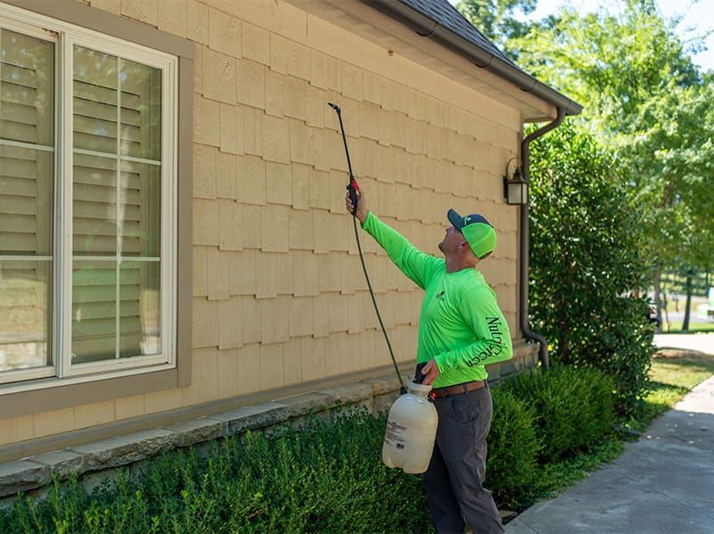 pest control specialist treating house