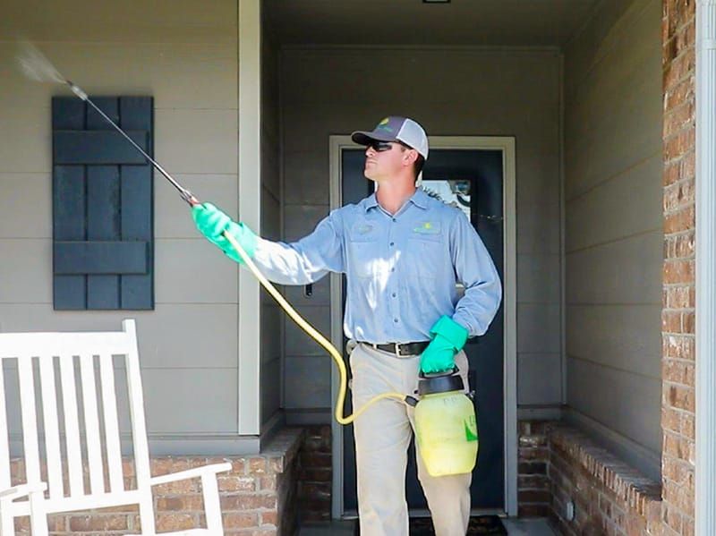 pest control specialist treating house