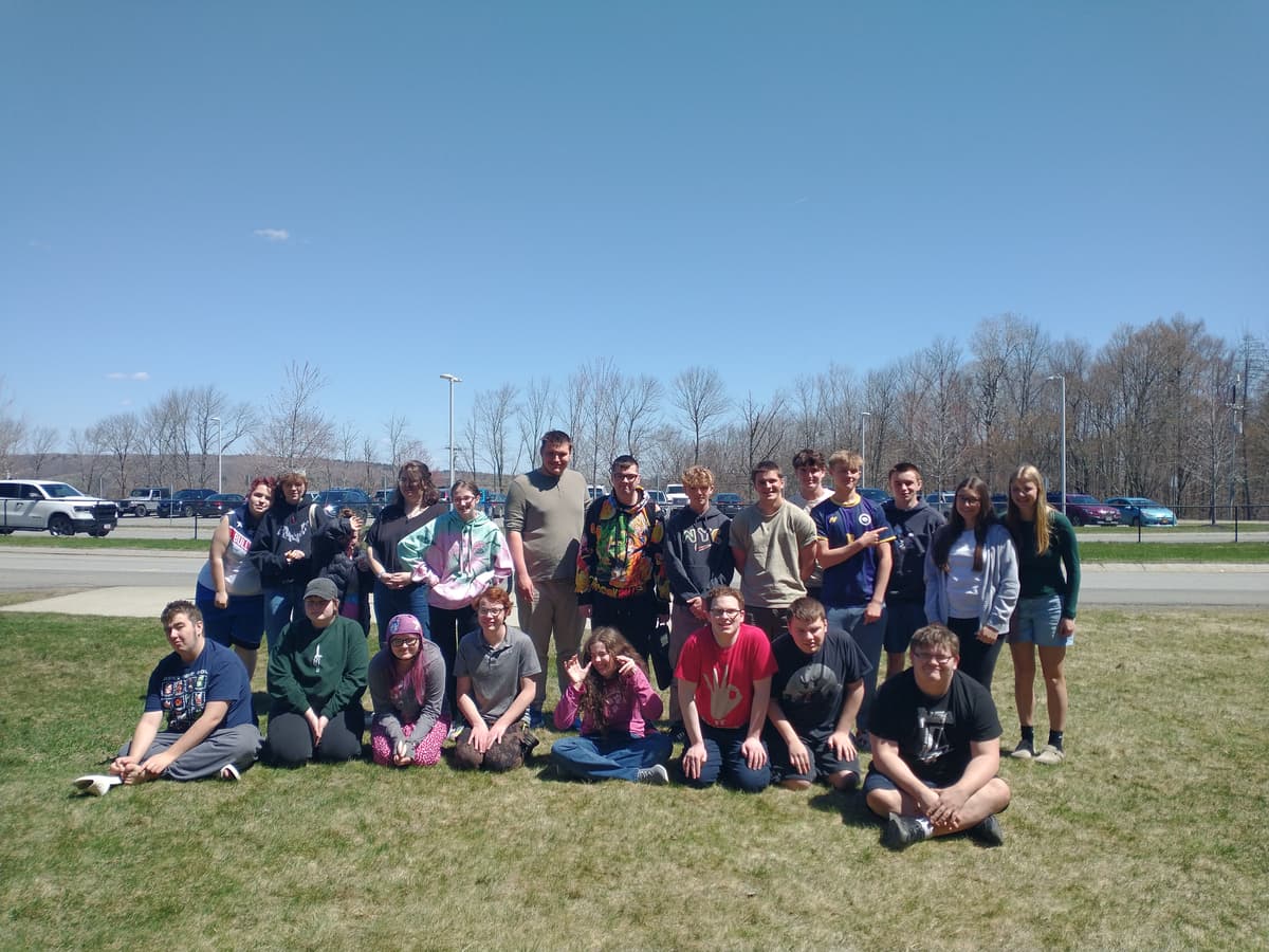 A group of students posing outside.