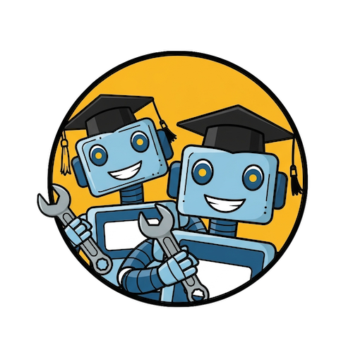 Meet the tech staff icon depicting two robot people holding wrenches